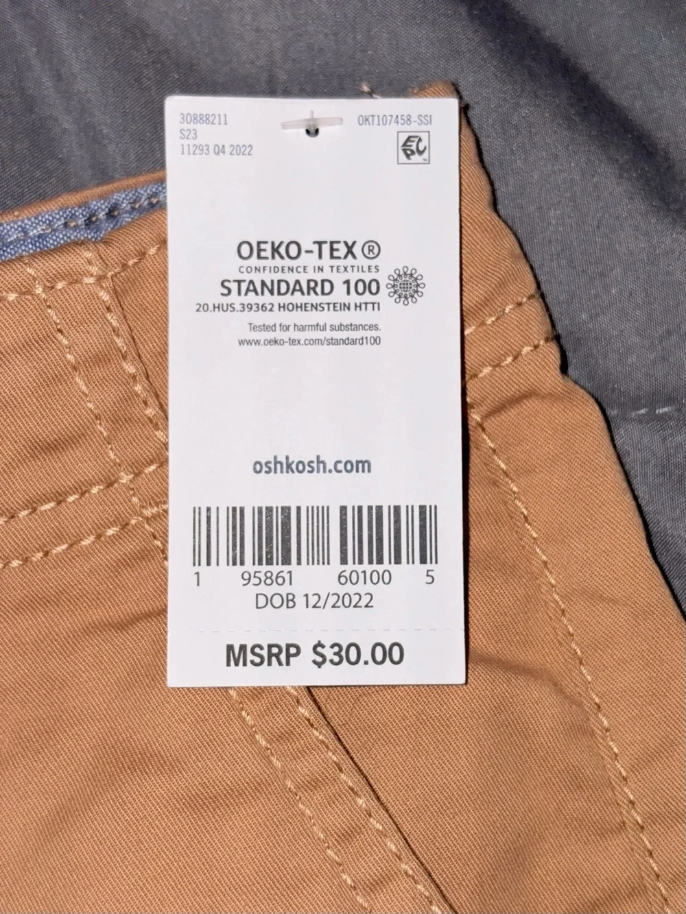 OshKosh B’gosh Boys Size 8 Tan Stretch Chino Shorts NWT